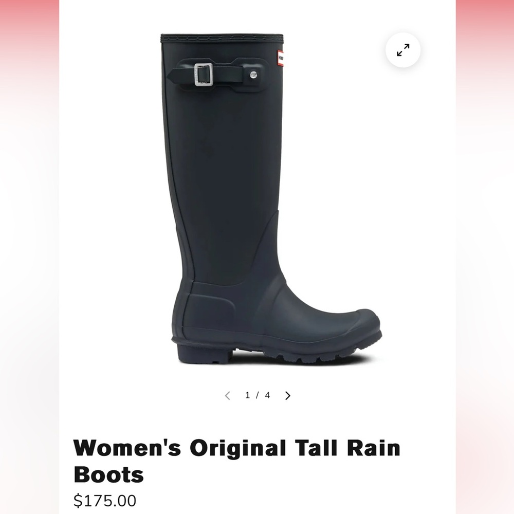 Hunter Original Tall Rain Boots Black Size 8 / 39 - Picture 2 of 6